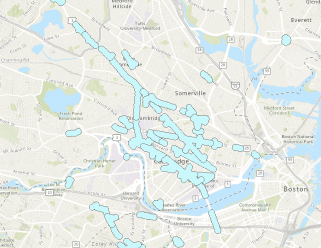 Most Dangerous Streets for Bicyclists in Boston